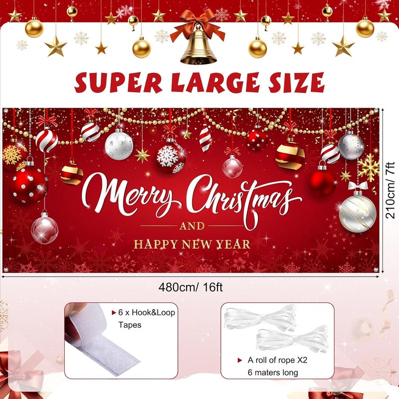 WovWeave Christmas Garage Door Cover 7 x 16 ft Christmas Garage Banner Decorations Large Winter Xmas Backdrops Door Mural - Image 2